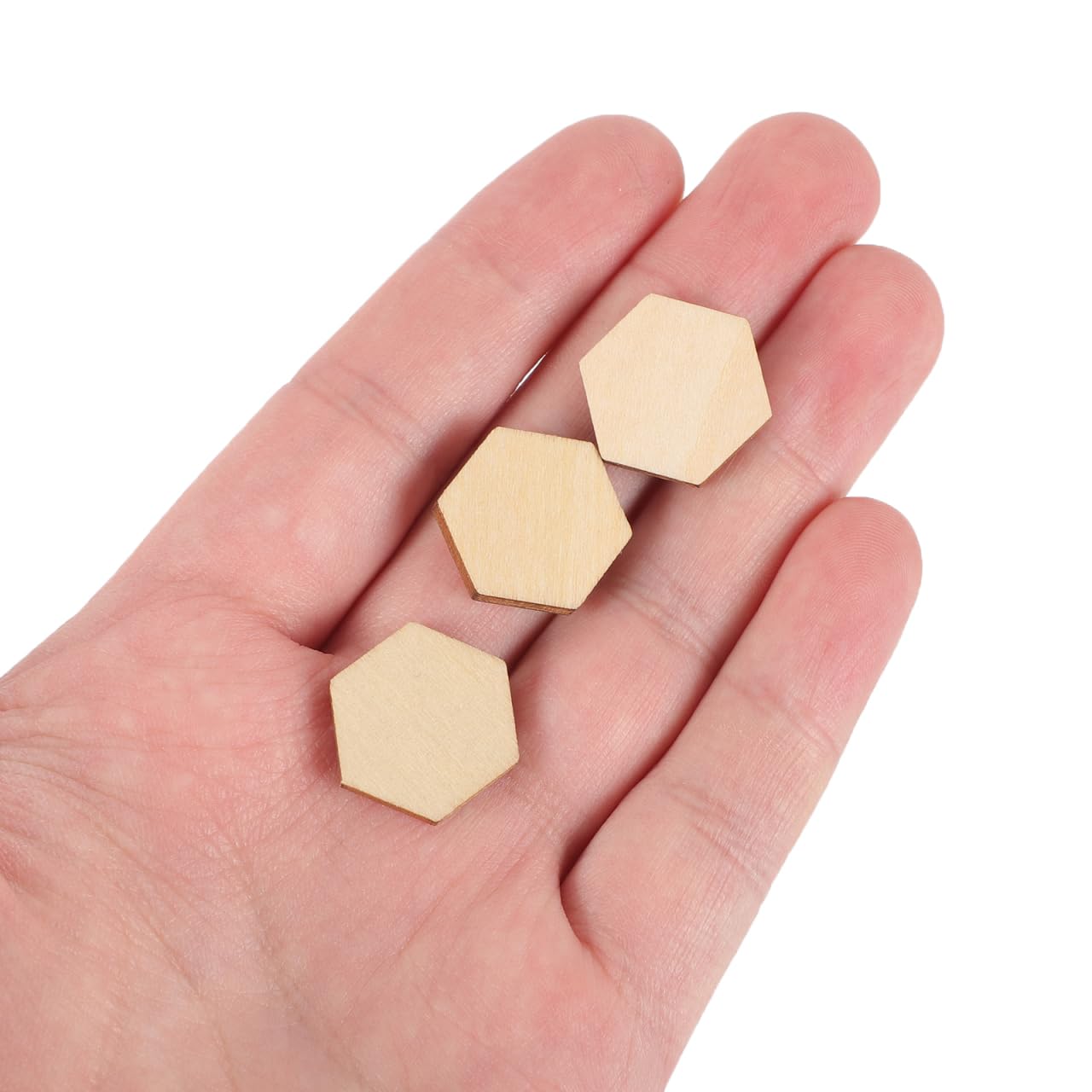 ARTIBETTER 100 pcs Wooden Pieces Hexagon Wood Shape Beech Wood for DIY Arts Craft Project Ready to Paint or Decorate (17.5mm)