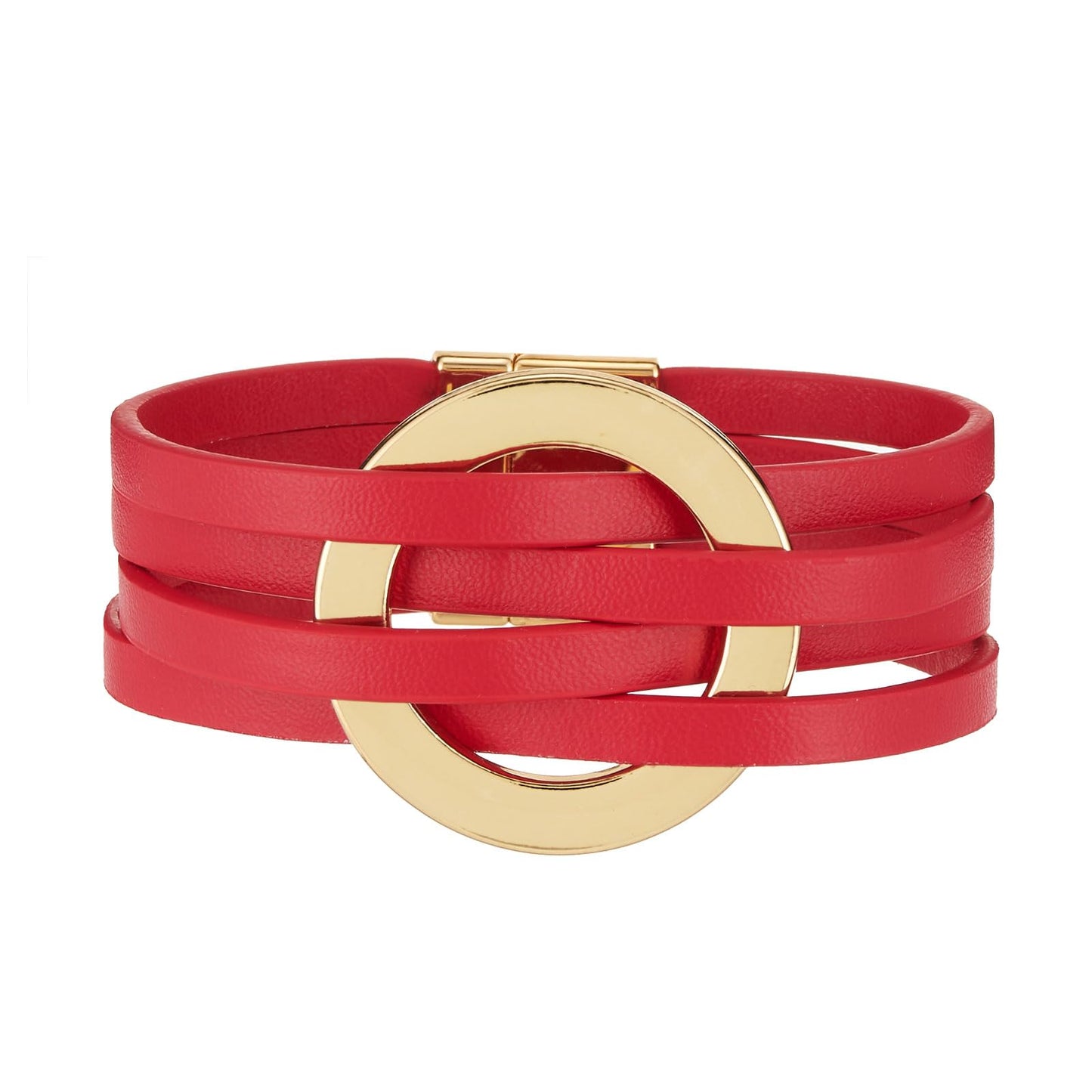 QIUTIMIY Leather Bracelets for Women Trendy Boho Cuff Bracelet Layered Bangle with Clasp Hand Wrist Jewelry Western(Style 9-Red)