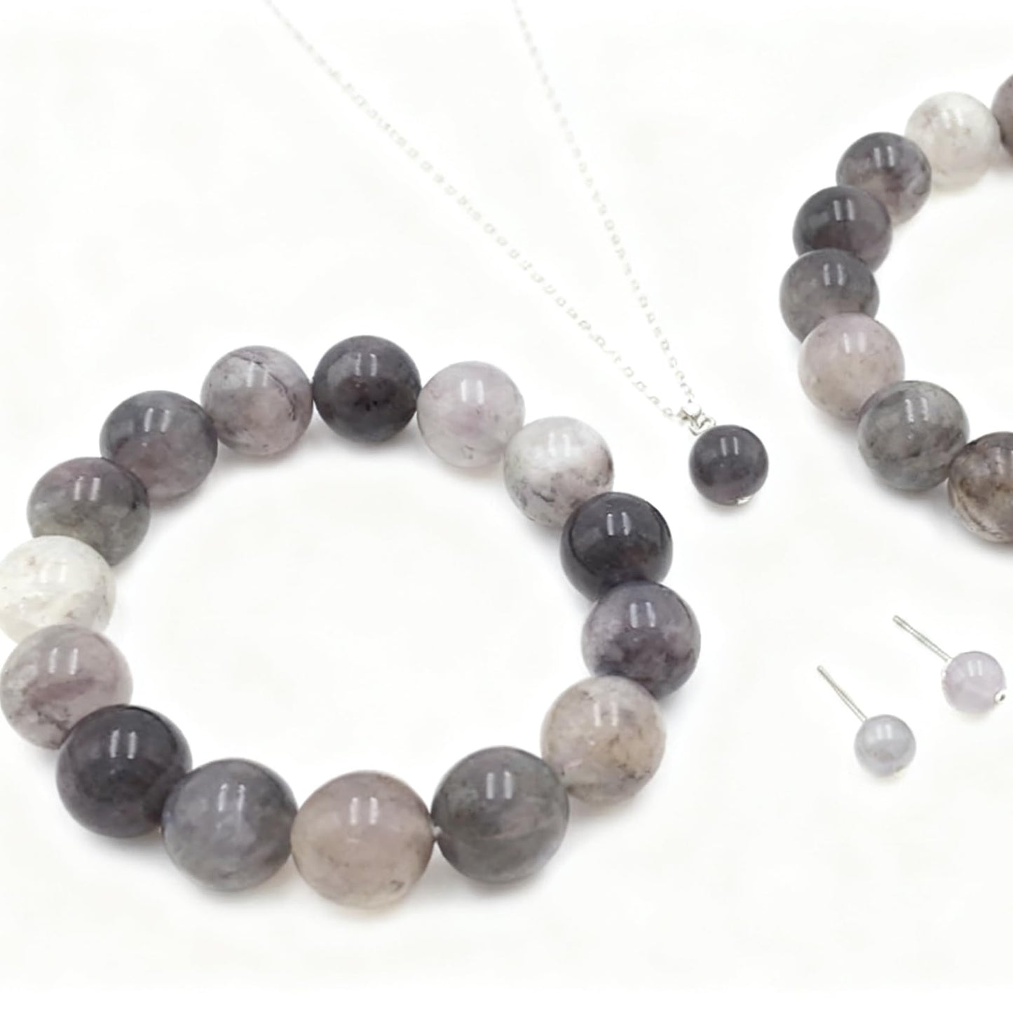 45pcs 8mm Natural Stone Beads Greystone Crystal Beads Energy Crystal Power Gemstone for Jewelry Making, DIY Bracelet Necklace