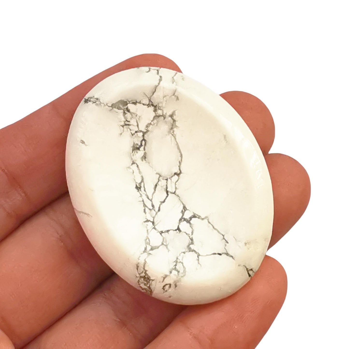 Bacatgem 1 Pcs Natural White Howlite Turquoise Crystal Thumb Worry Stone,Stress Relax Healing Reiki Crystal Pocket Palm Stones