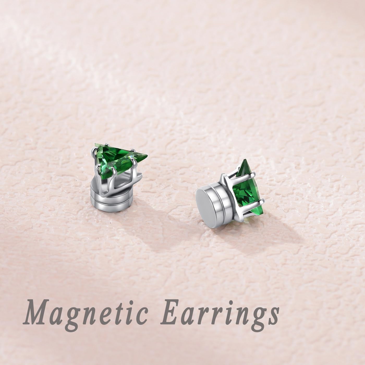 Spiritlele 12 Pairs Birthstone Magnetic Earrings Set Cubic Zirconia Clip on Non Piercing Fake Stud Earrings Birthday Gifts Unisex (Triangle)