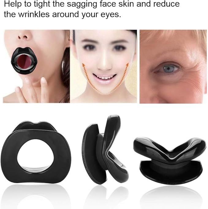Face Slimmer Lip Trainer Silicone Face Lifting Lip Exerciser Mouth Muscle Tightener Tightening Anti Wrinkle Anti Aging Oral Exerciser Facial Slimmer Tool (Black)