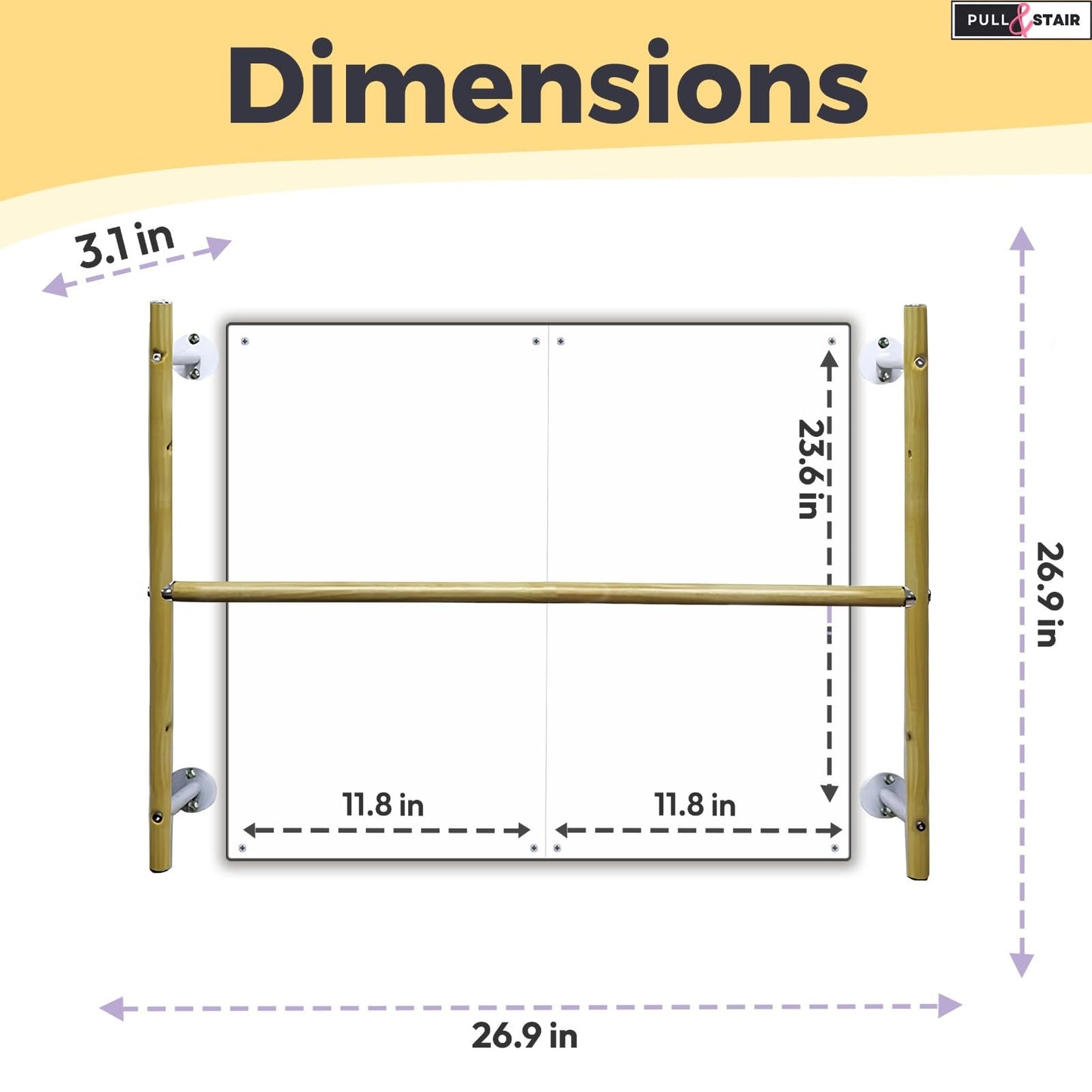 Montessori Coordination Mirror Set - Pull Up Bar and Mirror for Babies, Toddlers | Develop Motor Skills Self-Discovery | Hardware Included | Plexiglass Acrylic Safety & Powder Coated Steel Bar