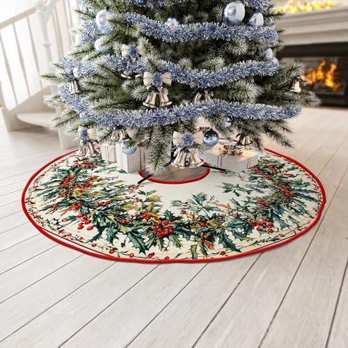 Pine Cones Tree Skirt by Leo Walker Beach Xmas Tree Mat Farmhouse Rustic Party Home Decoration Holiday Indoor Outdoor Ornaments 30/36/48 inch