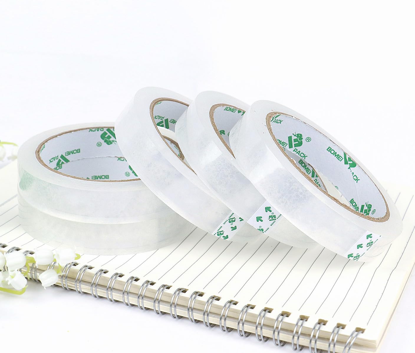 BOMEI PACK 10Rolls Clear Tape Refills for Dispenser, Transparent Gift Wrap Tape 3 Core Tape for Home, School and Office, 3/4inch x 50yds
