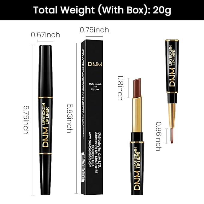 Kaely 2-in-1 Dark Deep Brown Matte Lip Liner & Lipstick Combo Set Kit for Women, Magic Neutral Lipstick 24 Hours Original Lips Liner Pencil Stain Gloss Makeup Long Lasting Waterproof 39