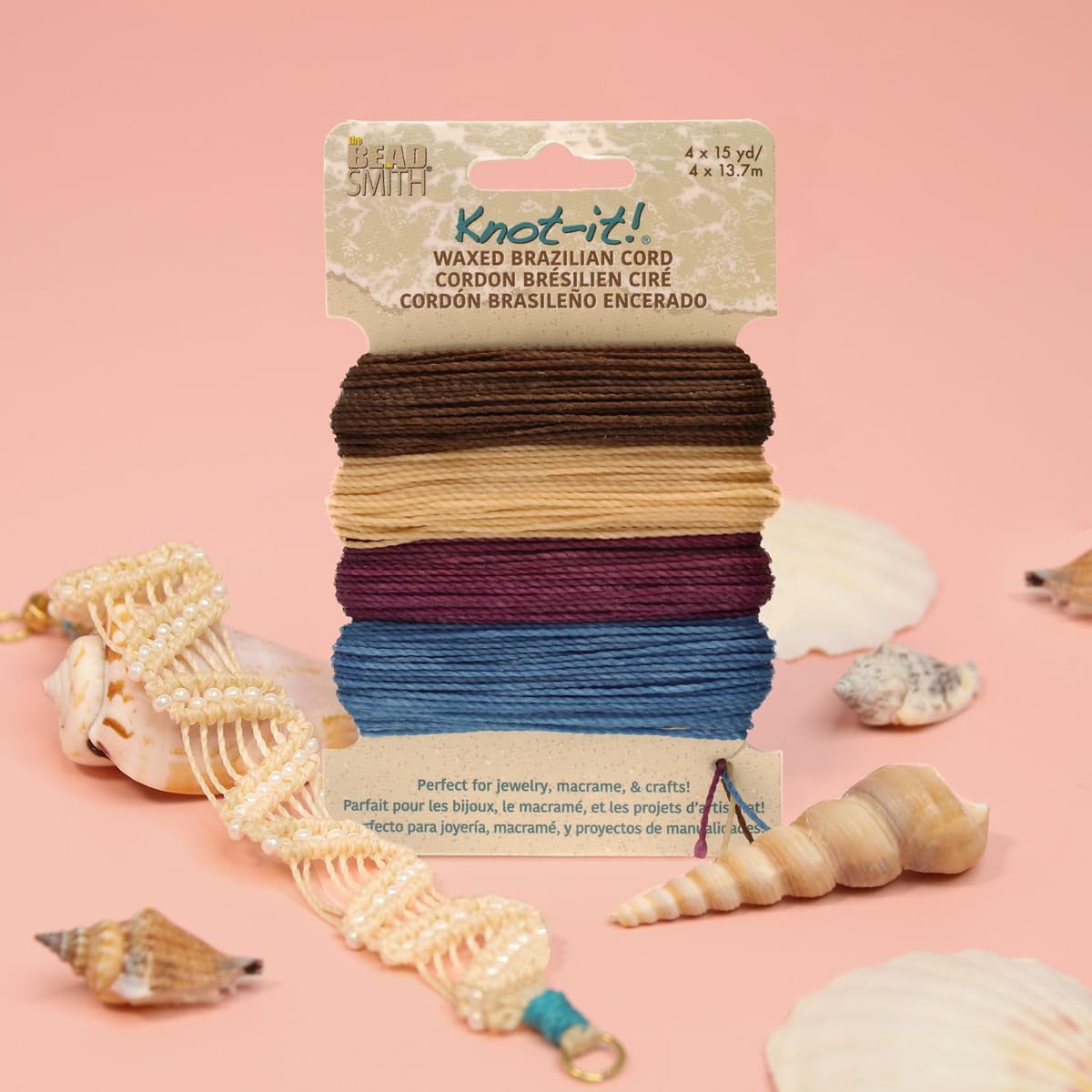 The Beadsmith Knot It Waxed Polyester Cord – Adventures Calling – 0.7mm Diameter – 4 Cords, 15 Yards Each – Make Jewelry, Macrame, Friendship Bracelets and DIY Crafts