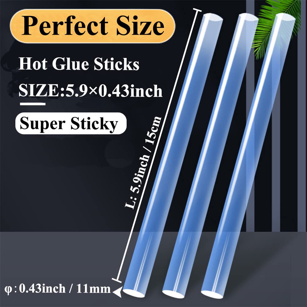 MONVICT 60/100W Full Size Hot Glue Gun Kit and Pack of 50 Hot Glue Sticks 5.9' & 0.43, Base Stand Heavy Duty Melt Glue Gun Kit with 15 Pcs Glue Sticks & 3 Finger Protectors for Quick Repairs,