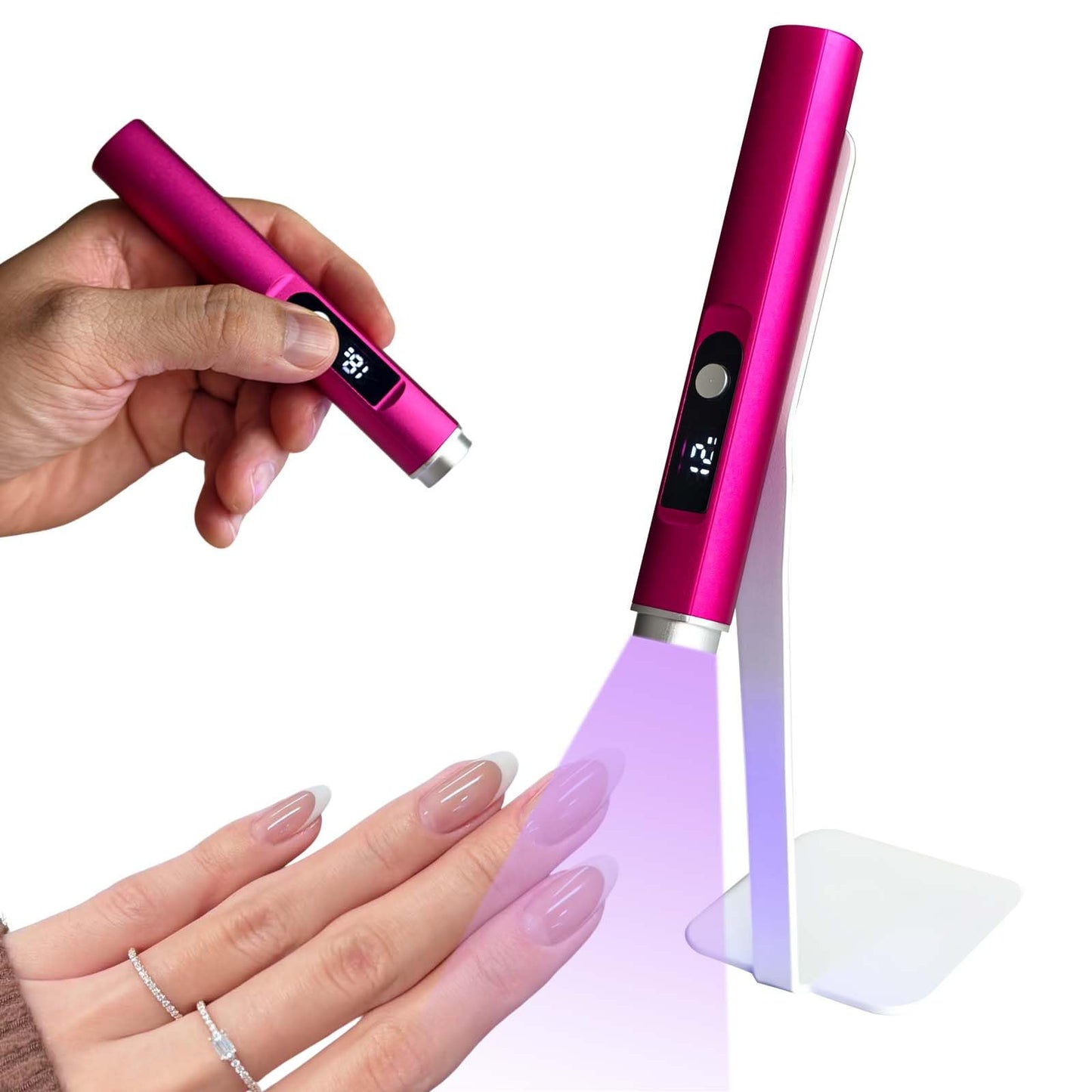 UV Light for Nails, Magnetic Handheld Nail Lamp with Stand, Cordless Rechargeable & LCD Display, 20S/60S Dual Timer Professional Gel Nail Dryer for Home and Salon Use