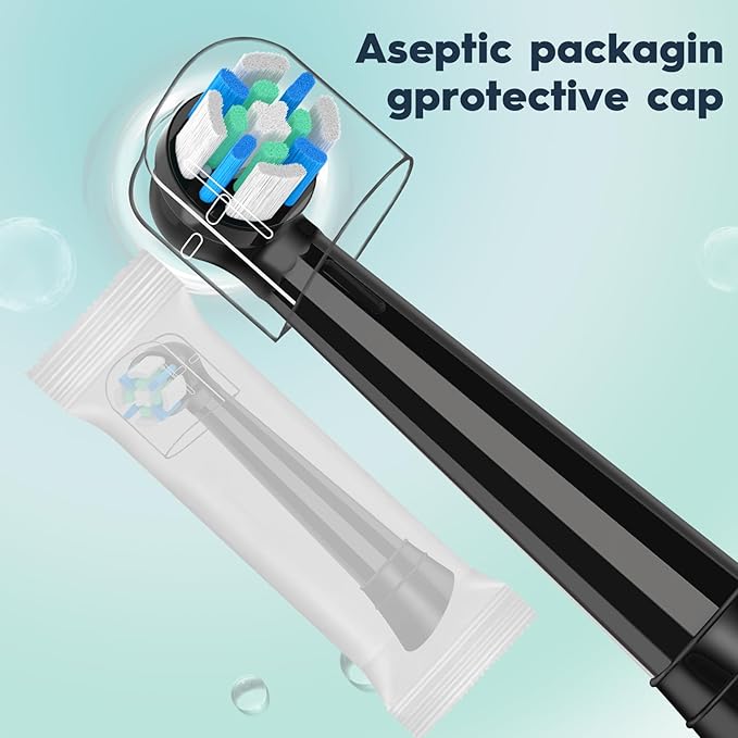 iO Replacement Heads Compatible with Oral B iO Electric Toothbrush,Round Brush Heads for Gentle Gum Care & Deep Cleaning,8PACK,Black+White