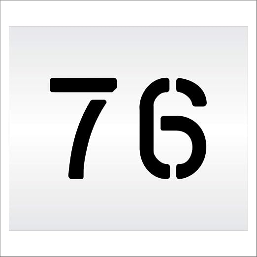 Pavement, Curb, and WheelStop Stencils - 6 inch Double Number Stencil - (76) - 6" x 9" x 1/16" (63 mil) - Light-Duty