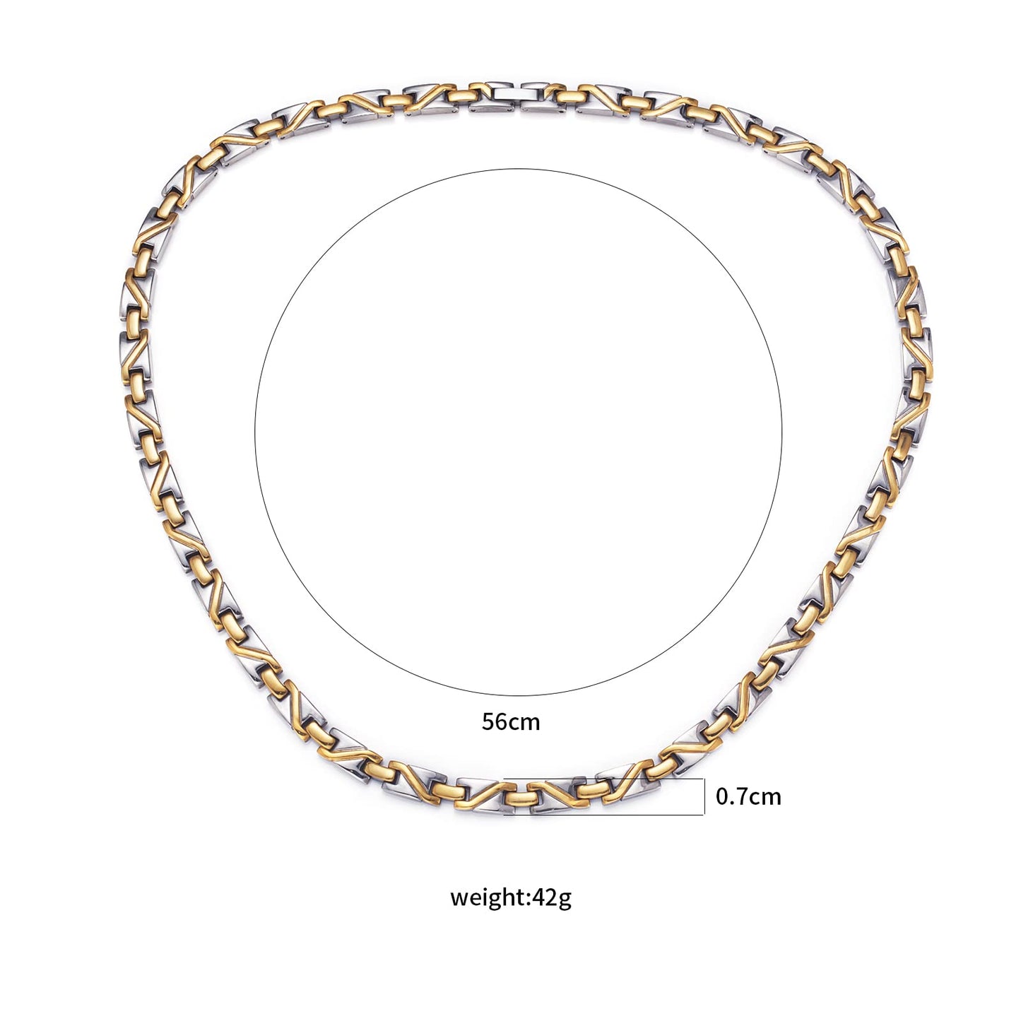 EnerMagiX Titanium Gold & Silver Gradient Magnetic Necklace for Men & Women, Fashion Jewelry