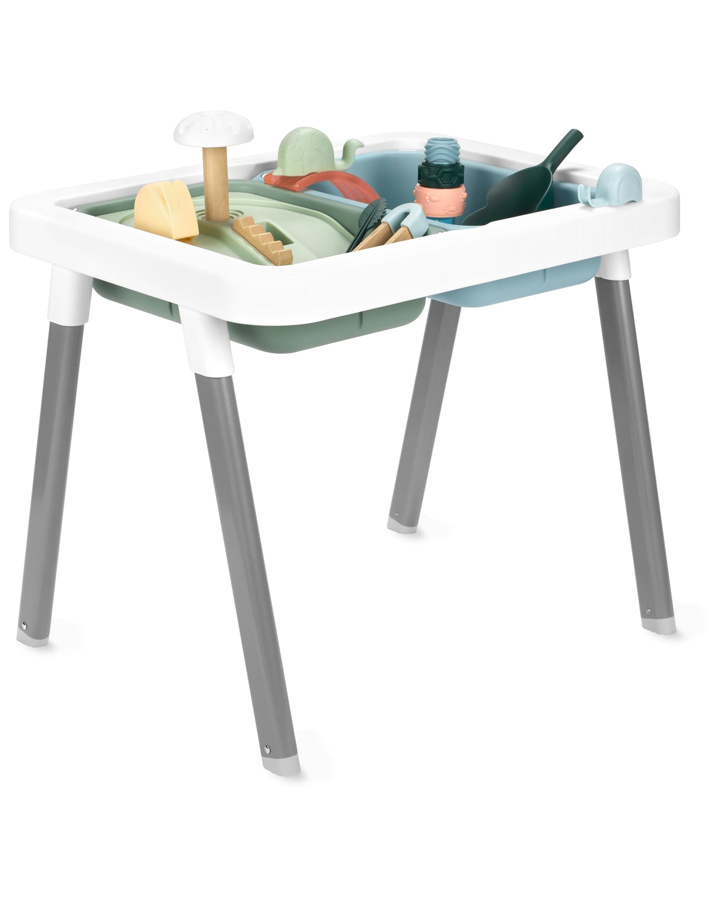 Skip Hop Discoverosity 3-in-1 Toddler Sensory Table with 13 Nature-Inspired Sensory Tools 8-Page Activity Guide 2 Bins and 2 Convertible lids, Age 18m+