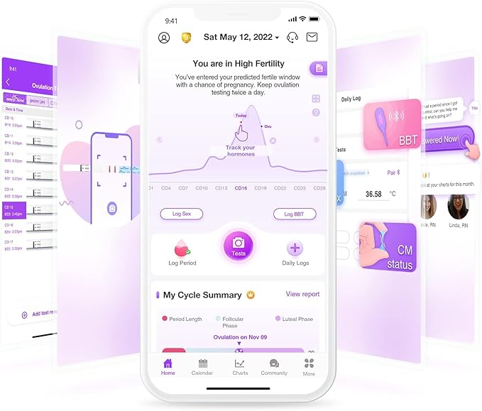 Easy@Home Ovulation Test Strips (50-Pack), FSA Eligible Ovulation Predictor Kit, Powered by Premom Ovulation Calculator iOS and Android APP, 50 LH Tests