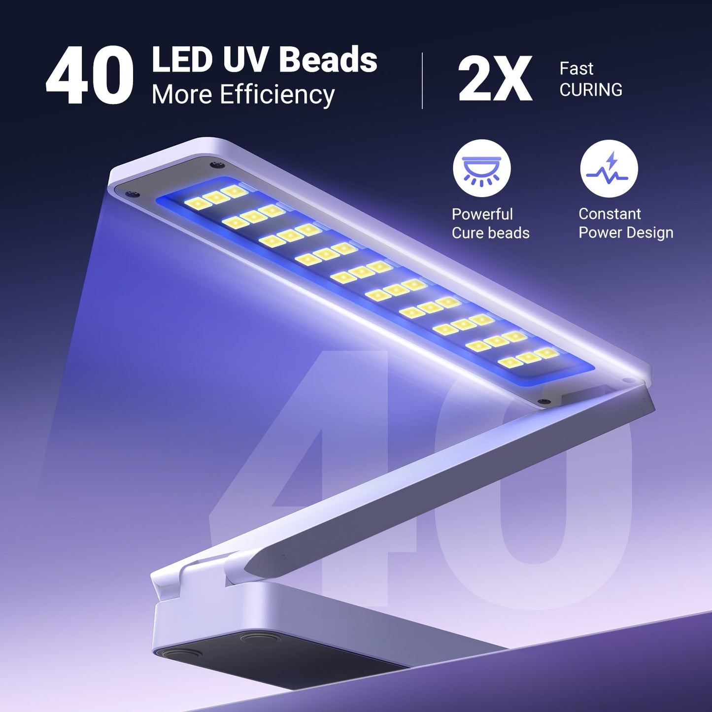 HOOTUU UV Resin Lamp, Foldable Rechargeable UV Light for Resin Curing, 40 LEDs High Power Resin Curing, Machine Portable UV Resin Light for Crafts, Small DIY Projects