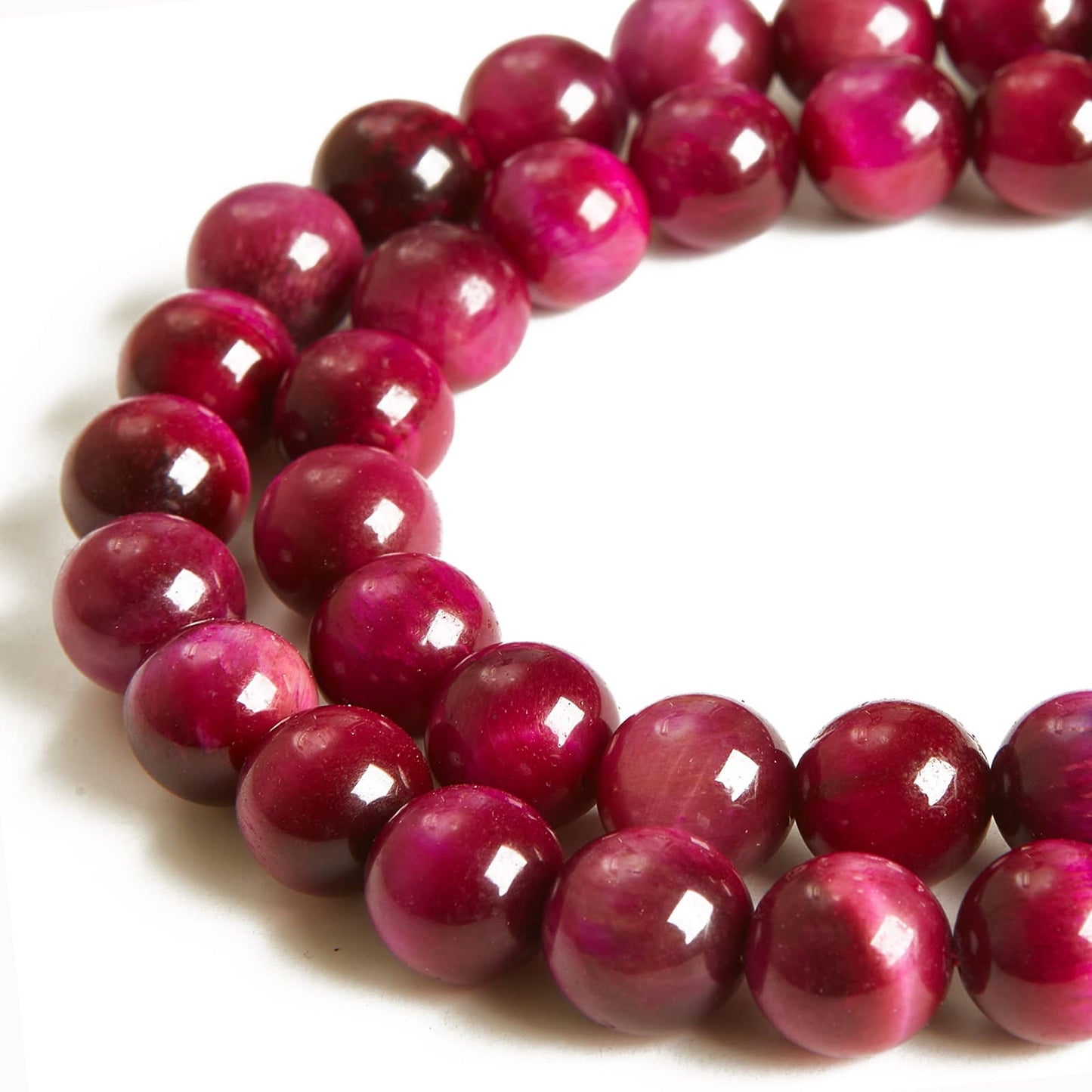 35pcs 10mm Natural Magenta Tiger Eye Beads Gemstone Beads Round Loose Beads for Jewelry Making