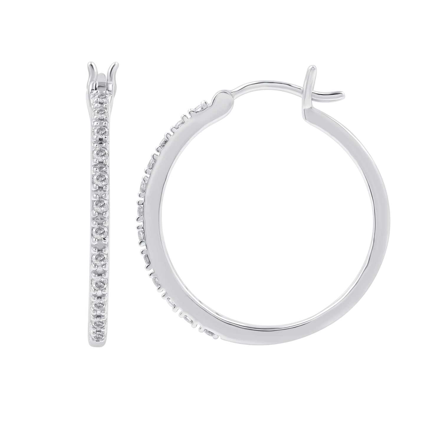 Gilded Sterling Silver .25 cttw Diamond Click Top Hoop Earrings