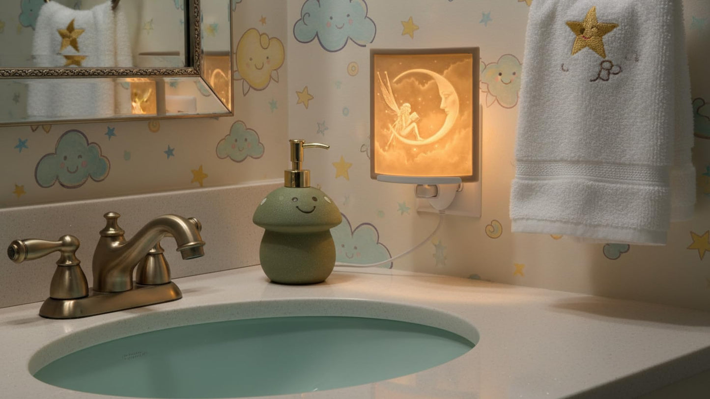 The Porcelain Garden Reading Fairy Night Light, Porcelain Lithophane Story Fairy, Decorative Wall Plug-in for Nursery, Bedroom, Kitchen, Bath