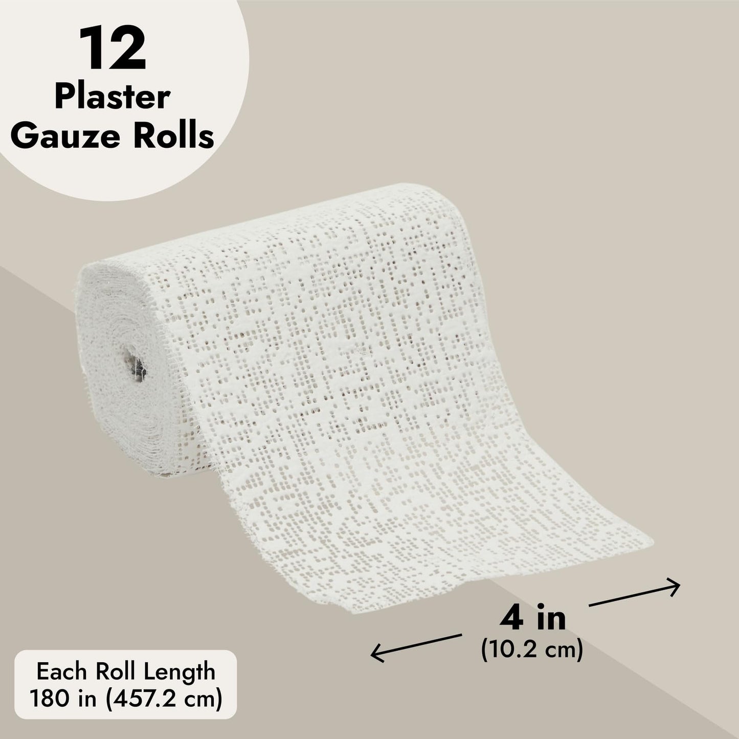 Bright Creations Plaster Cloth Rolls - Plaster of Paris Bandages & Gauze for Sculpting, Belly Casting, Paper Mache & Art - 4 in x 15 Ft Each, Pack of 12