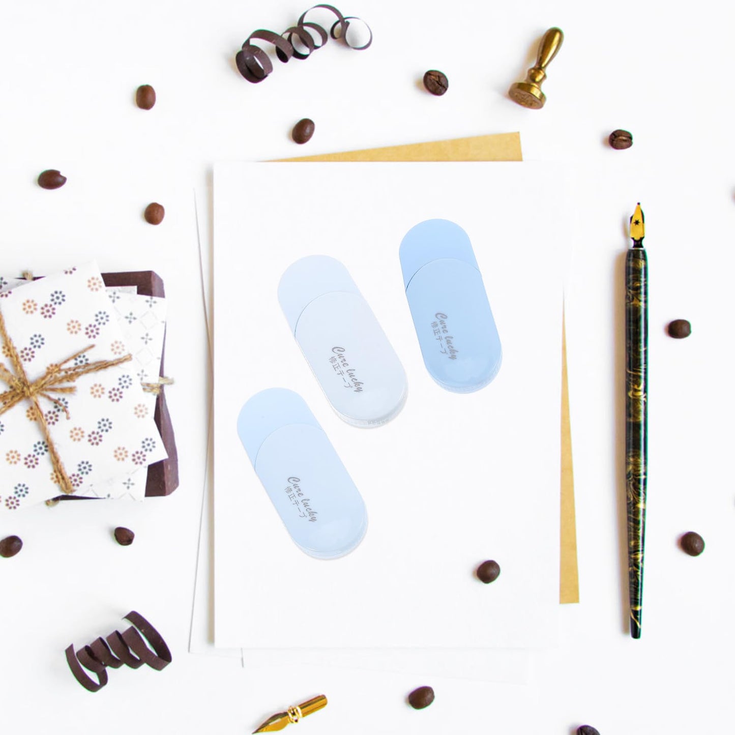 Gogogmee 6pcs Gradient Blue Correction Tape for Students, Household White Tape Erasers with Convenient Dispenser, Office and School Writing Supplies for Note Taking and Homework