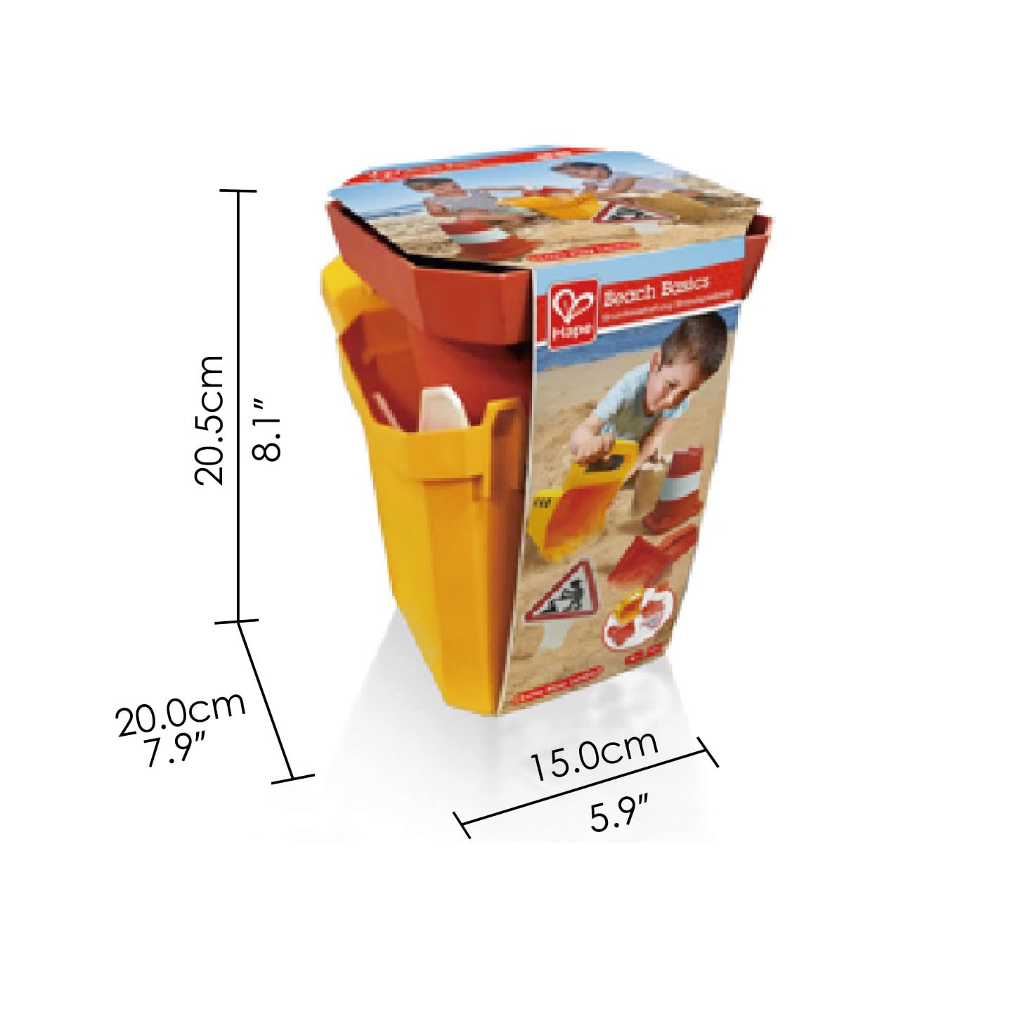 Hape Construction Sand Toy Set | Toy Set with Bucket, Shovel, Cone and Sign, for Children Ages 3+ Years