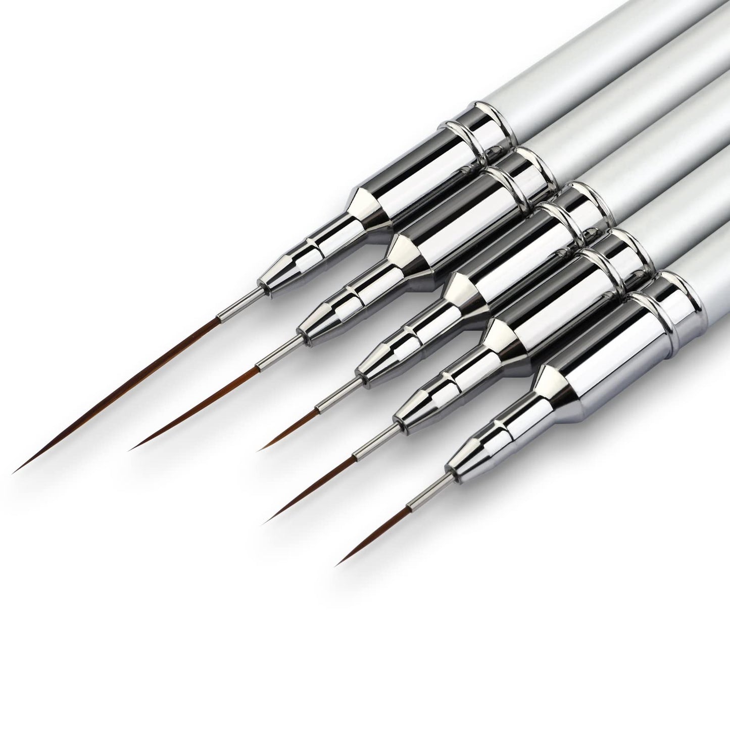 Eptbsdu 5PC Nail Art Brush Set - Long Lines, Liner, UV Gel Polish, Metal Handle, Sizes 7/9/11/15/25mm