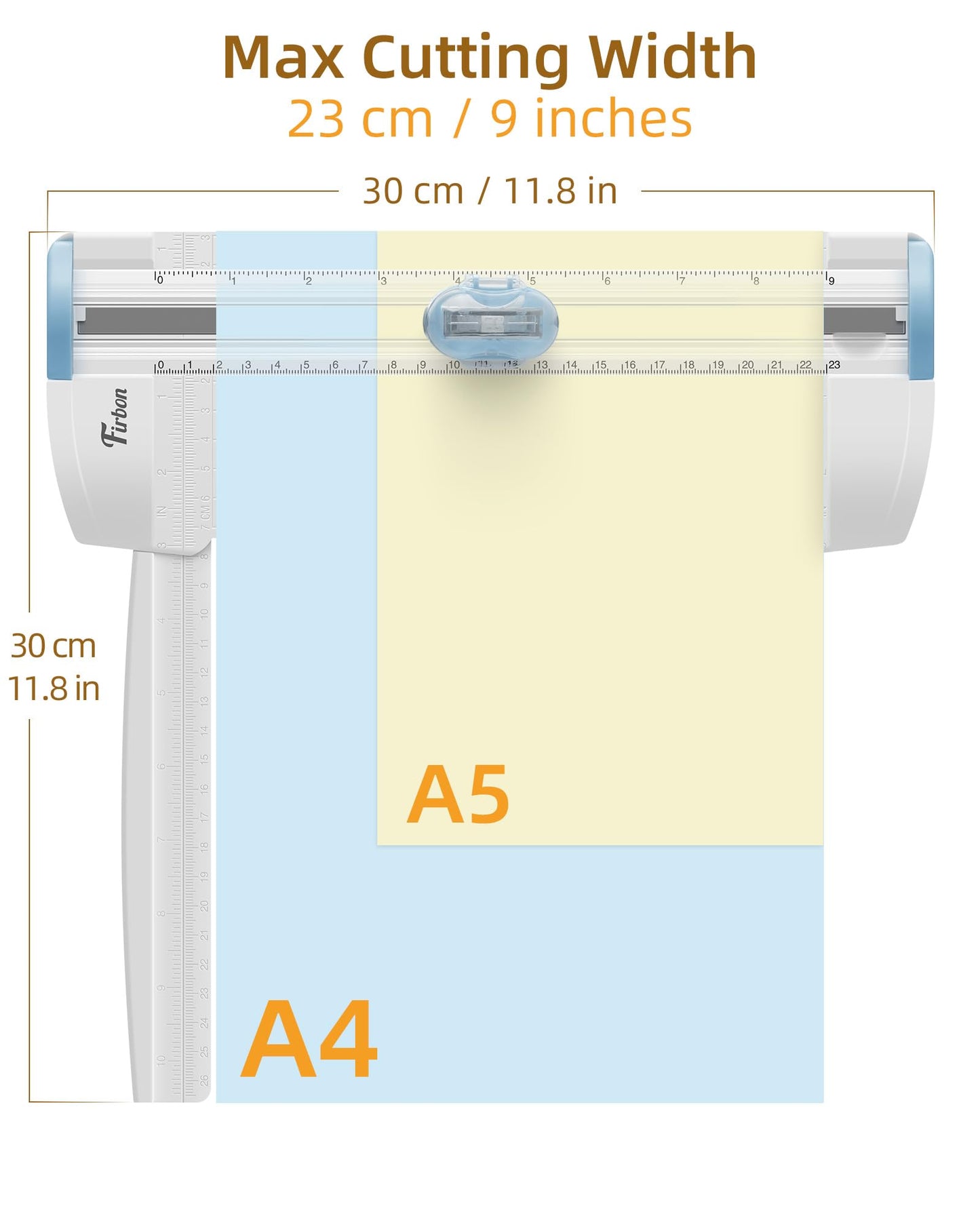 Firbon 3-in-1 Blue A5 9" Paper Cutter Bundle with 3Pcs Refill Blades for Crafts, Scrapbooking, Labels& Home Offic