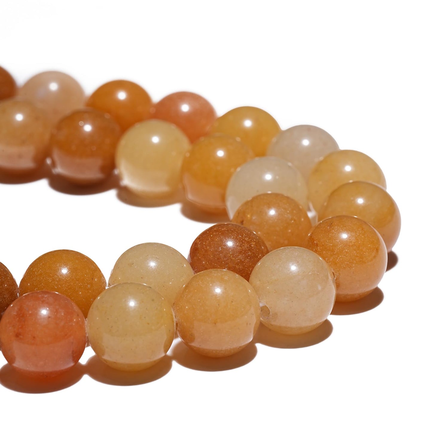 8mm Natural Yellow Jade Gemstone Beads Polished Round Smooth Stone Beads for Bracelets Jewelry Making 15inch Loose Beads