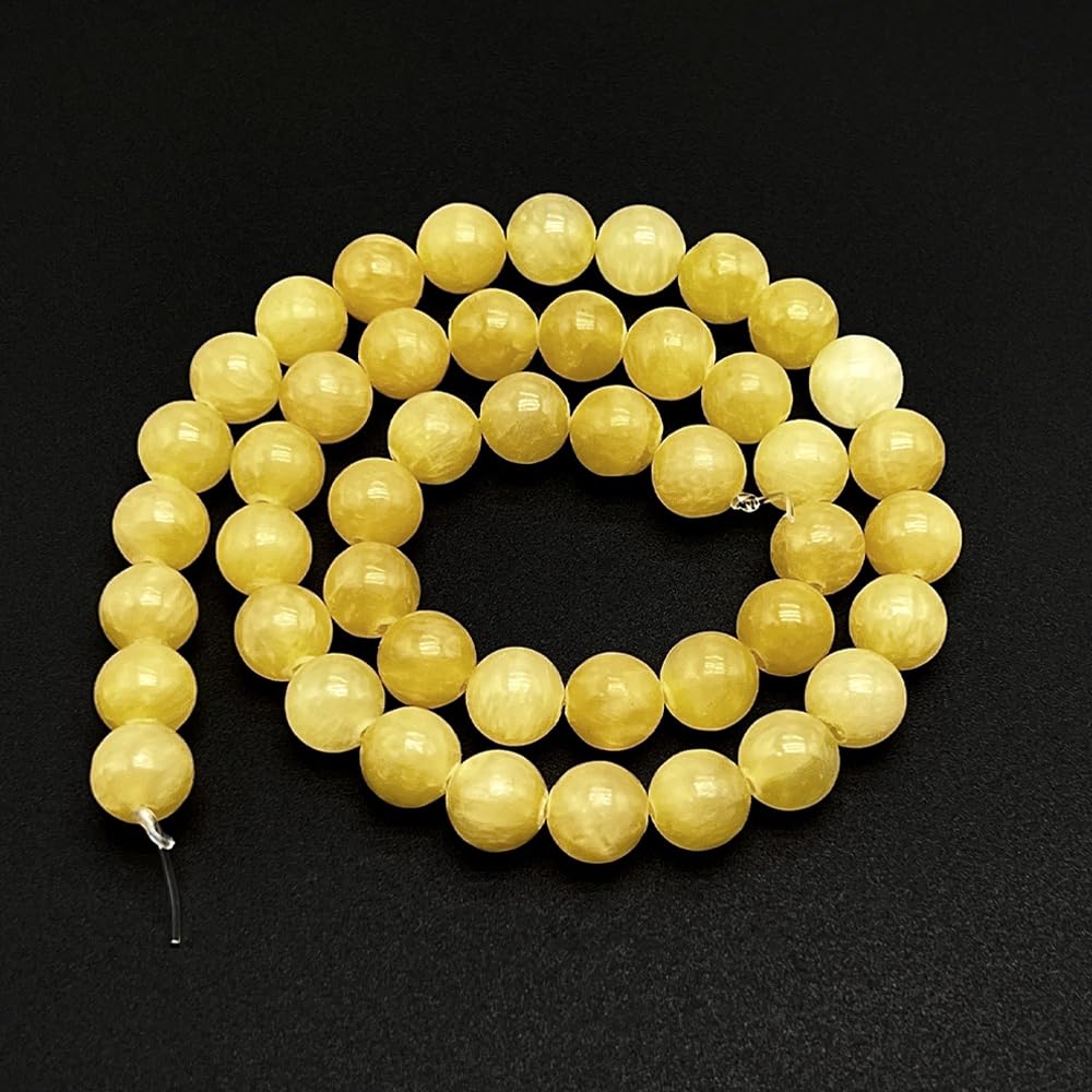 Basigeese Natural Gemstone Beads for Jewelry Making, Polished Round Smooth Stone Beads, Genuine Real Stone Beads for Bracelet Necklace 1 Strand 15"(8mm, Yellow Jade)