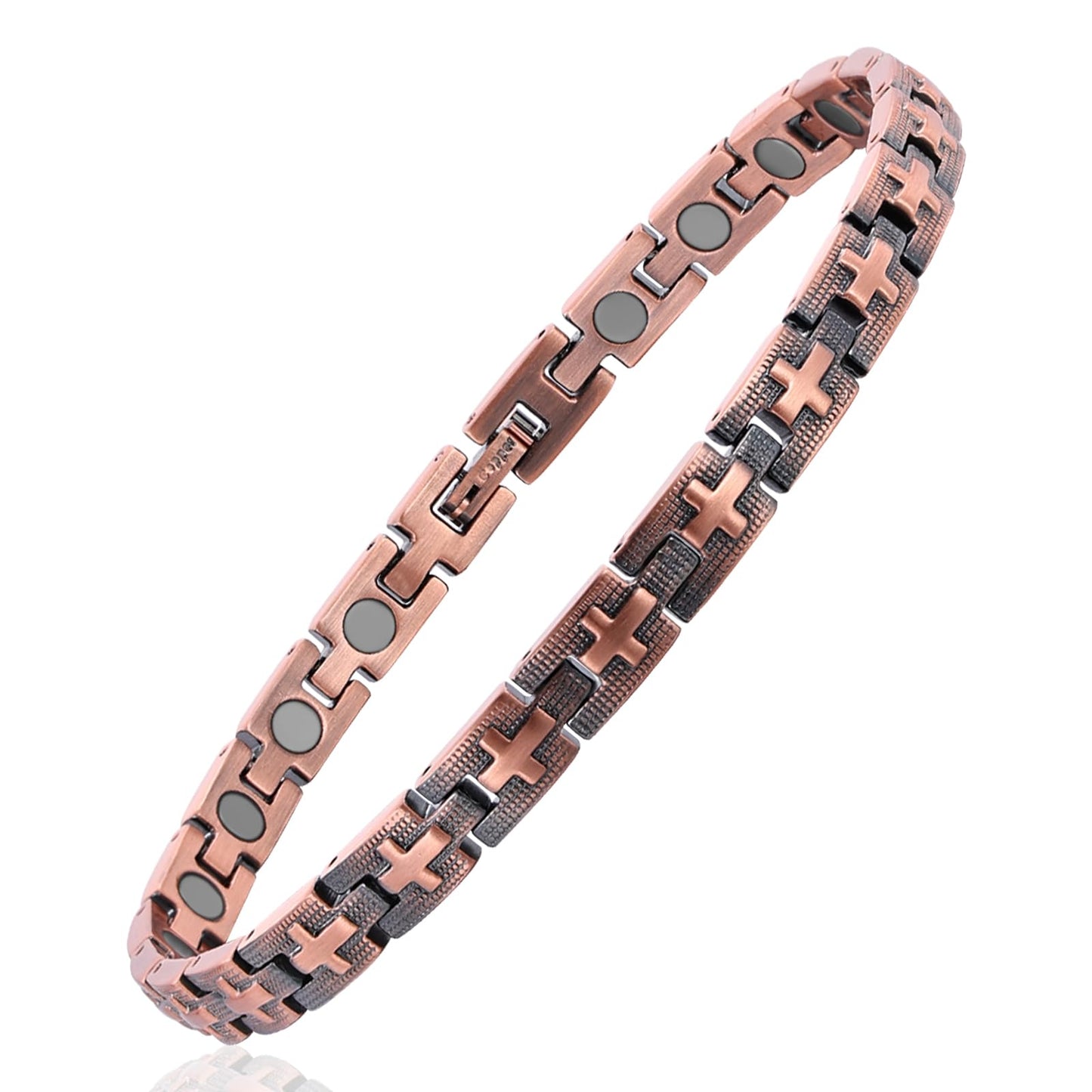 MagEnergy Copper Ankle Bracelet for Women, Christian Magnetic Anklets with 3500 Gauss Magnets, Adjustable Biblical Cross Anklet, Jewelry Gift