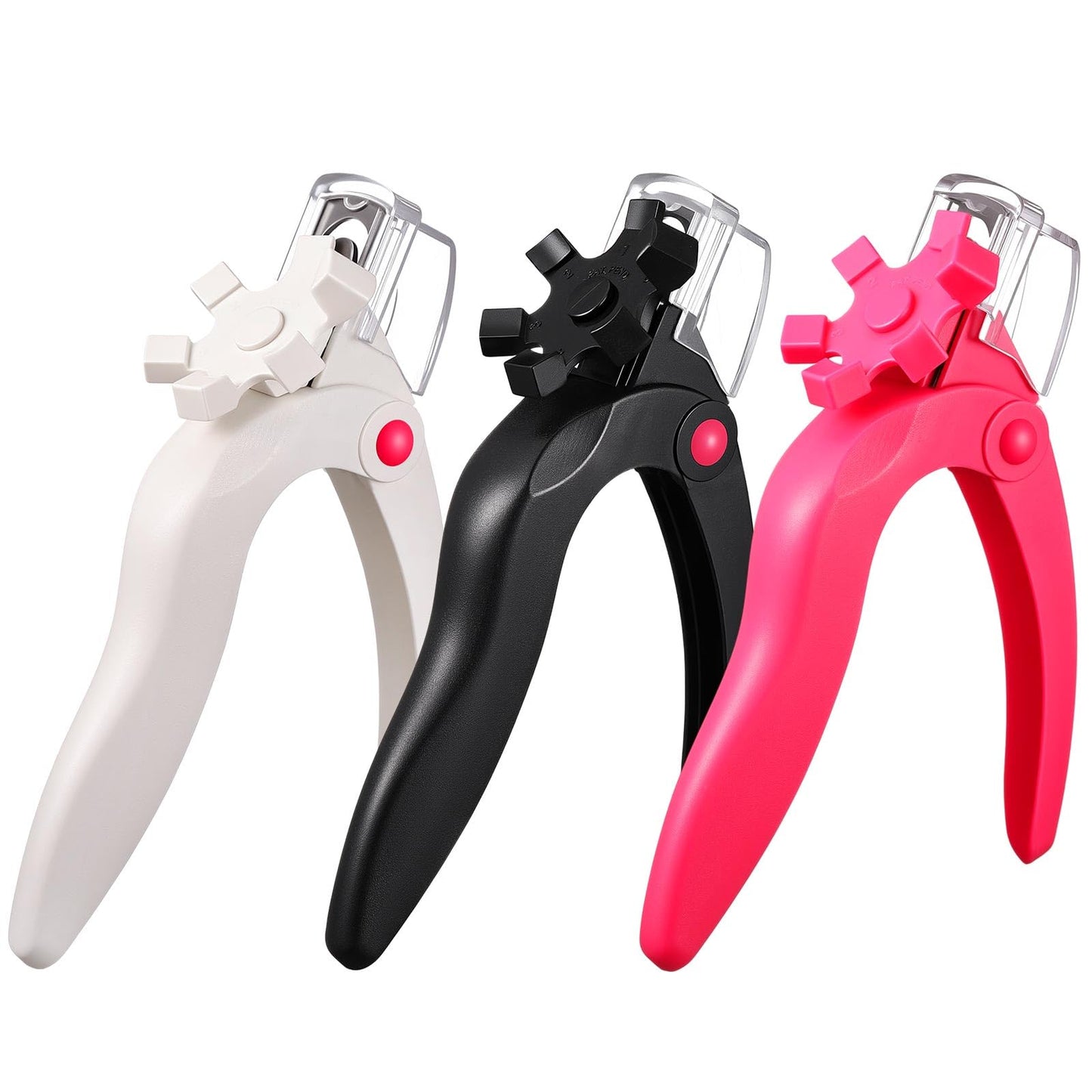 Yaomiao 3 Pcs False Premium Nail Clipper with Size Adjuster for Acrylic Nail Tips Cutter Rustproof Stainless Steel Trimmer Manicure Tool for Salon Artificial Tips Blade Clip (Black, Pink, White)