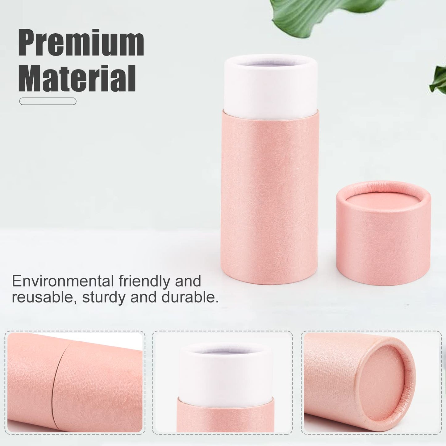 12 Pack 30ml Empty Kraft Paper Tubes Round Kraft Paperboard Jar Containers Cardboard Essential Oil Bottle Tube Box with Lid for Tea Coffee Cosmetic Crafts Gift Packaging - Pink
