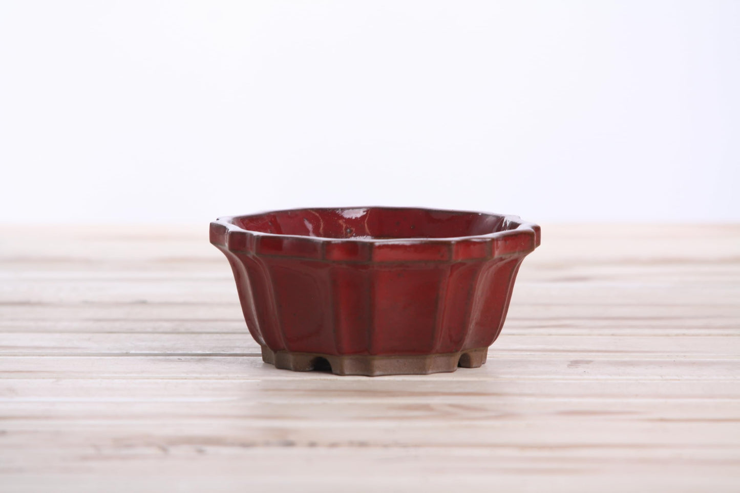 Willow Bonsai Ceramics Flower Design Bonsai Pot, 4.5inch Diameter, Plant Container, Succulant Pot, High Fired Ceramic Stoneware, Frost Proof, Handmade (Red)