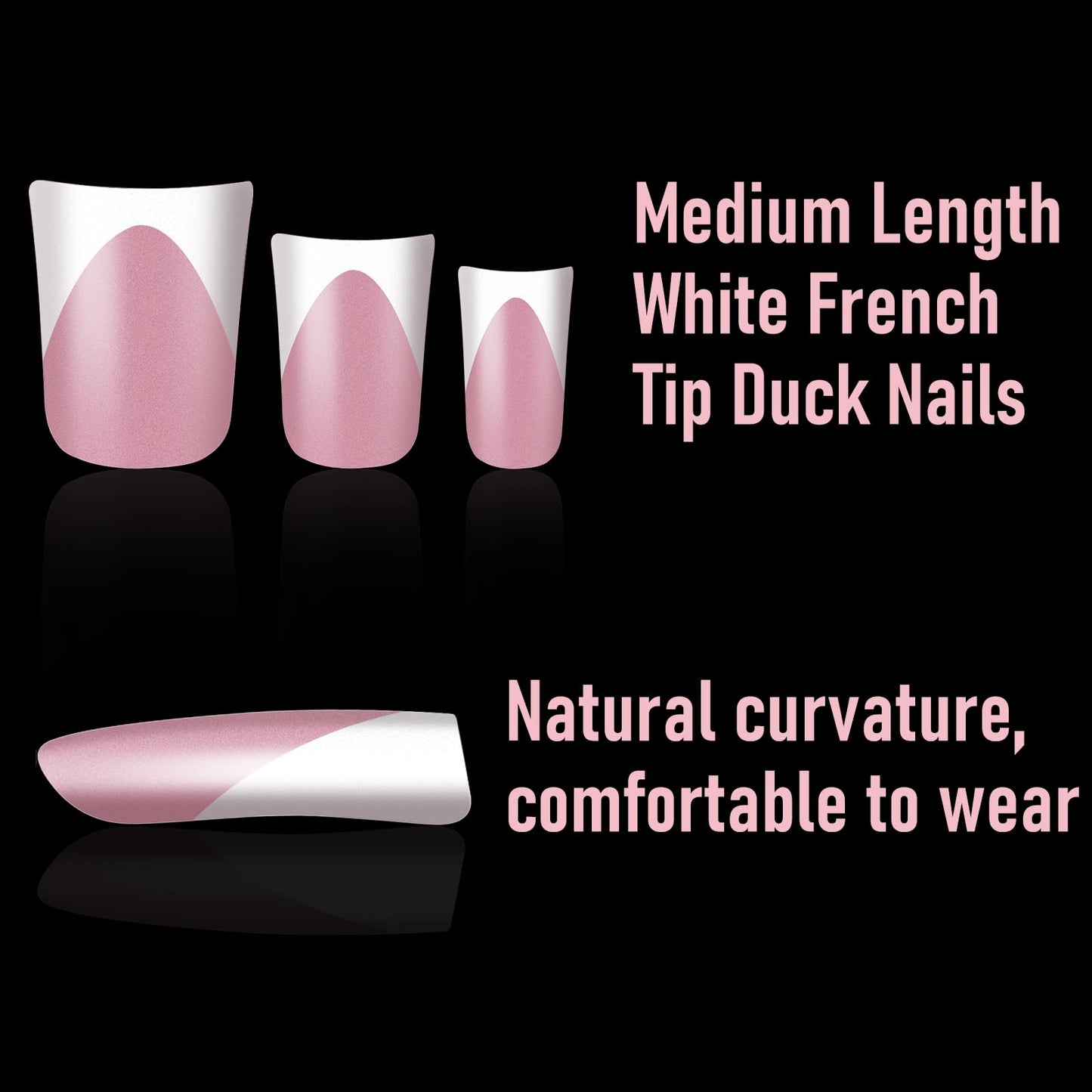 Wellquinn Short Duck Nail Tips French Press on Nails Full Cover Duck Feet Fake Pink Matte False Acrylic Nails for DIY Manicure 12 Sizes 240pcs