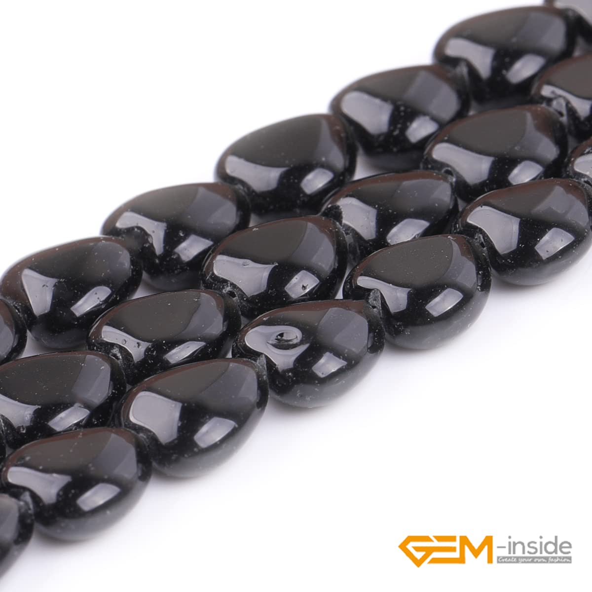 GEM-Inside 10mm Heart Charms Natural Black Obsidian Jasper Gemstone Stone Beads for Jewelry Making Full 15" Strand Power Energy Healing Chakra Stone Beads