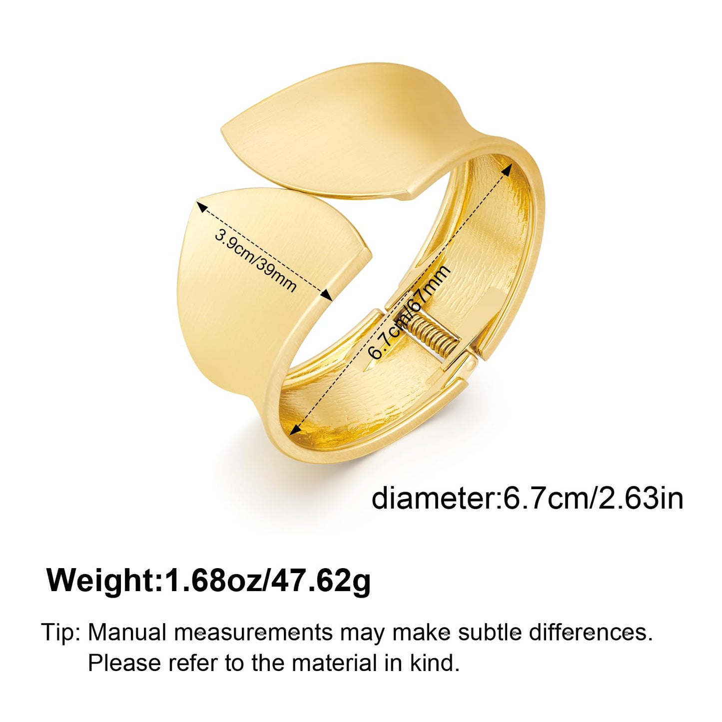 Chunky Brushed Golden Bangle Bracelet Matte Finish Statement Thick Gold Plated Cuff Bracelet for Summer