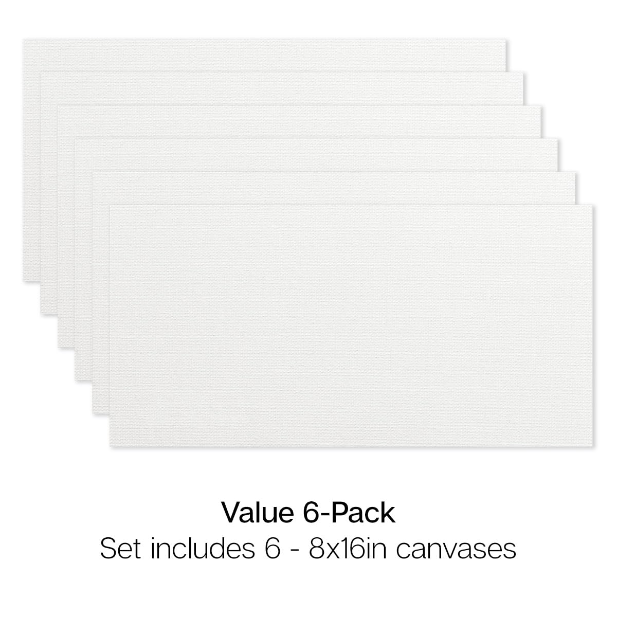 KINGART Studio Stretched Canvas Set – 8x16 Inch Rectangle, 6-Pack – 100% Cotton, Acid-Free Acrylic Primed Gesso – Professional Artist Quality for Oil, Acrylic, & Mixed Media – Value Pack