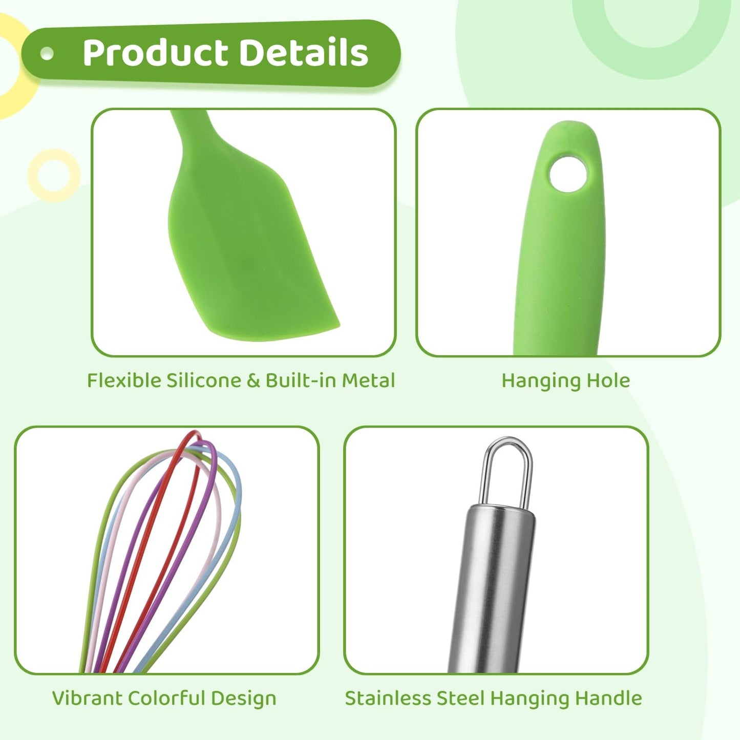 24 PCS Silicone Spatula and Whisk Set, 8 in Colorful Mini Silicone Spatulas and Whisks, Non Stick Flexible Kitchen Mixing Tools for Baking Cooking Party Supplies