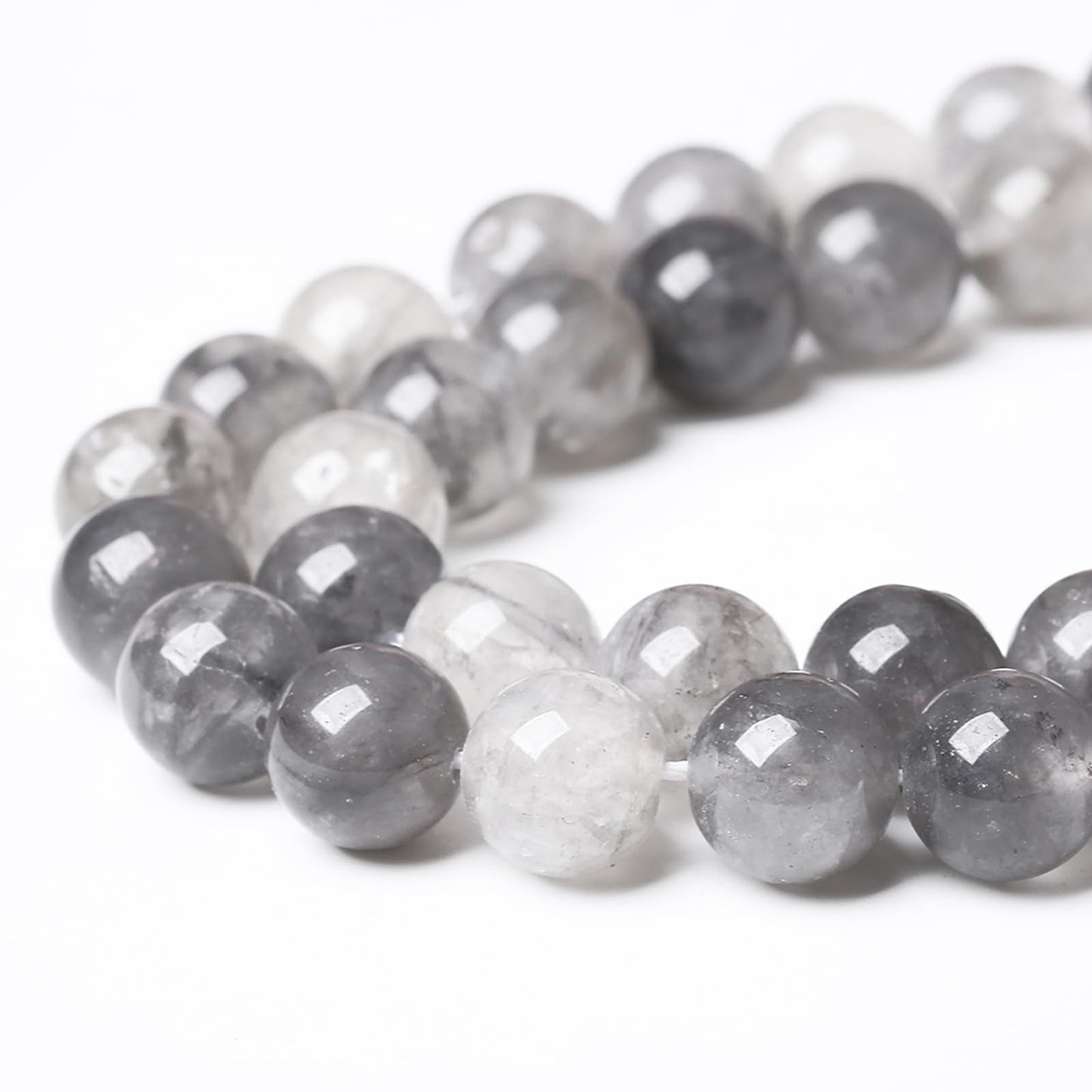 45pcs 8mm Natural Grey Cloud Crystal Stone Beads for Jewelry Making Energy Healing Power Stone Beads DIY Bracelet Necklace Accessories 15"(8mm, Grey Cloud Crystal)