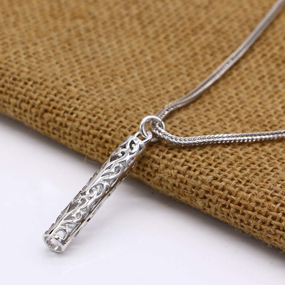 Dankadi Women's 925 Silver Necklace-Bohemian Sterling Silver Patterned Cylindrical Pendant Necklace-100% Original Silver Snake Chain 45-60CM Fine Jewelry (Chopin chain 22 inch)