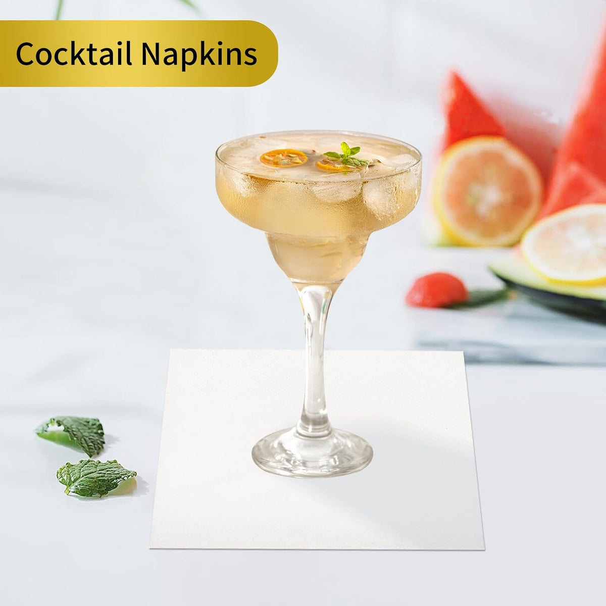 Cocktail Napkins - 400 Count 2-Ply White Disposable Napkins, 5.5x5.5 Inch Folded Beverage Napkins Paper for Dinner Wedding Bar Birthday Party and Everyday Use