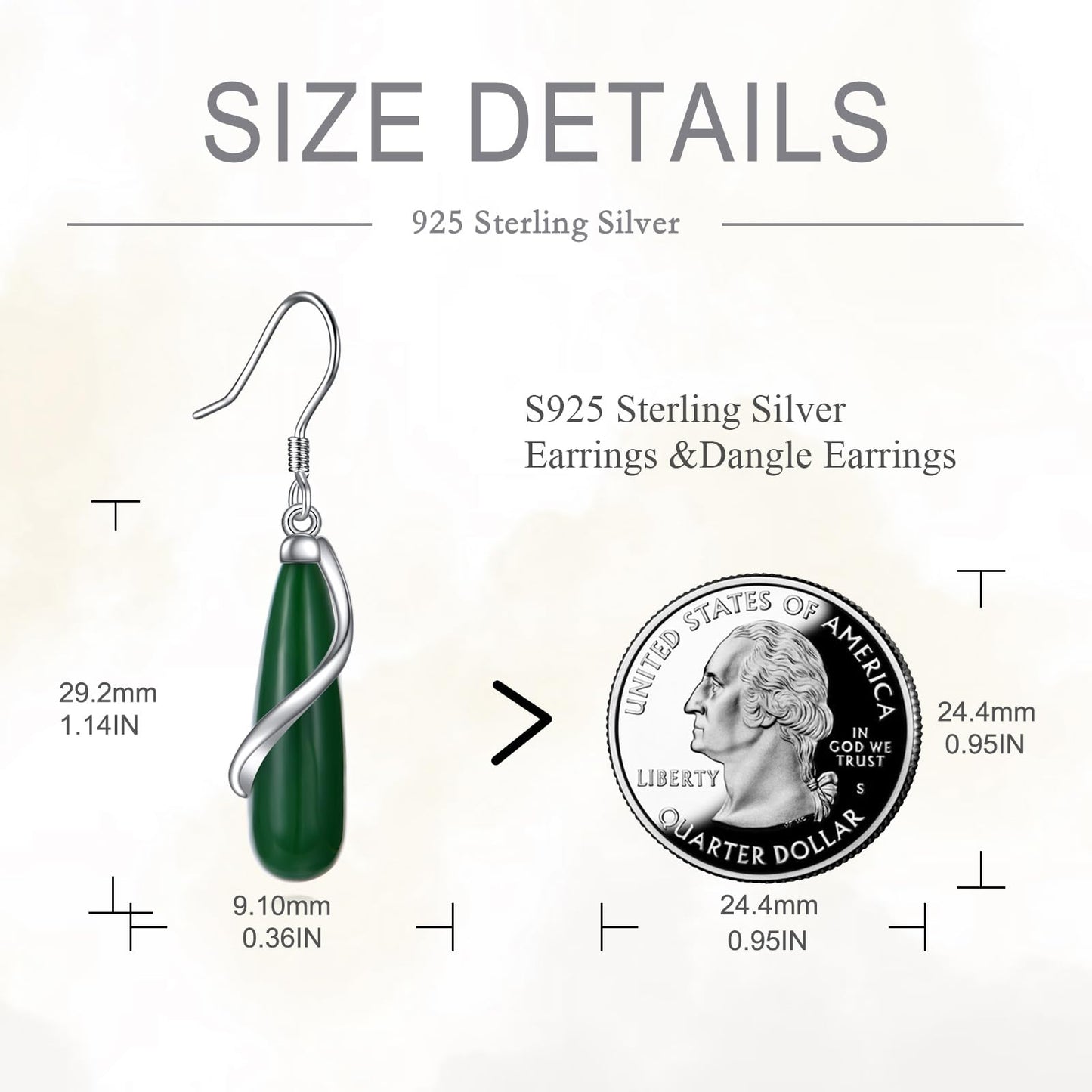 POPLYKE Teardrop Jade Dangle Earrings for Women 925 Sterling Silver Jade Earrings Infinity Spiral Jewelry Gifts for Her