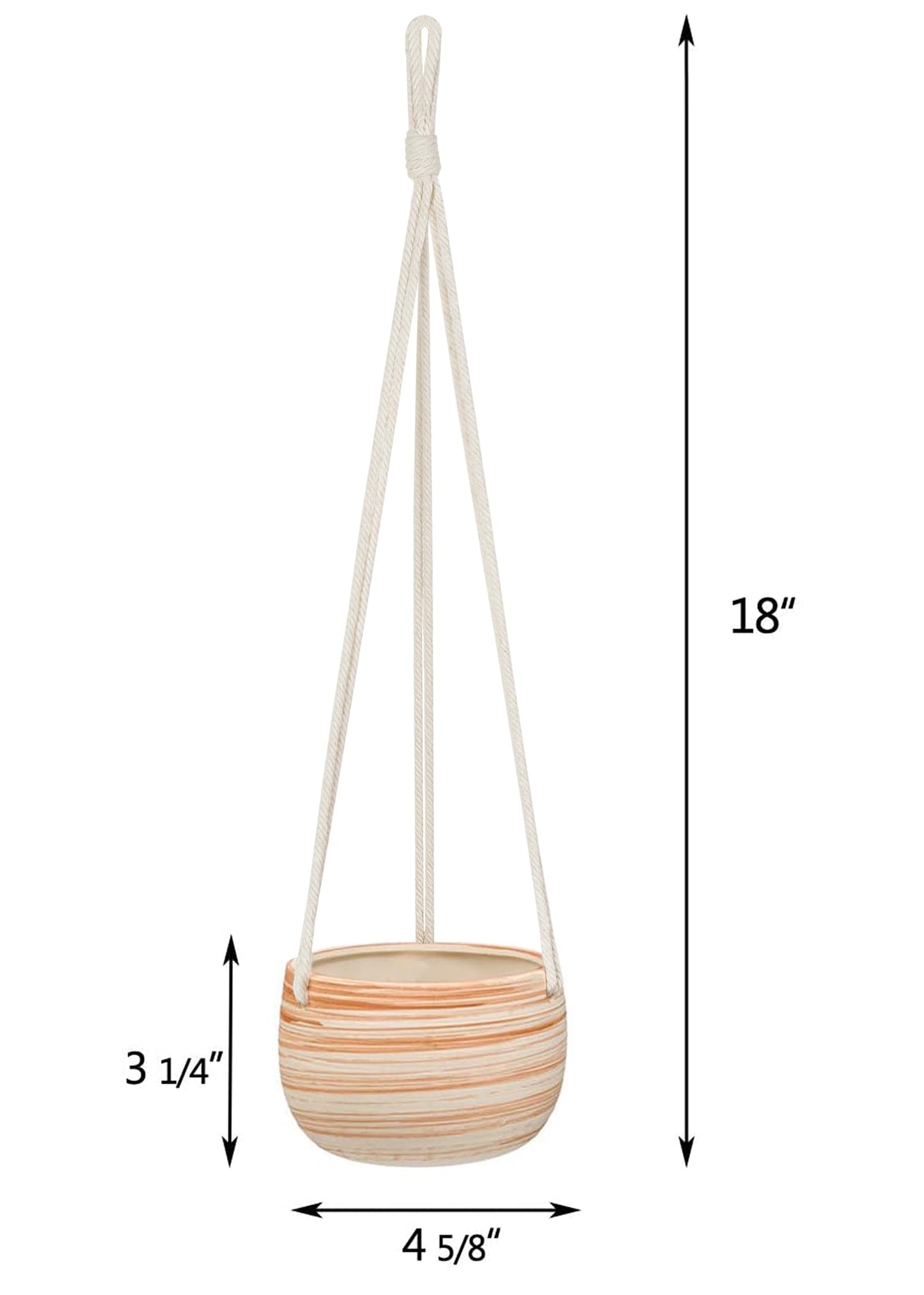 Mkono Ceramic Hanging Planter Macrame Plant Holder 5 Inch Cute Succulent Cactus Pot with Cotton Rope Hanger for Indoor Outdoor Decor, 1 Pack