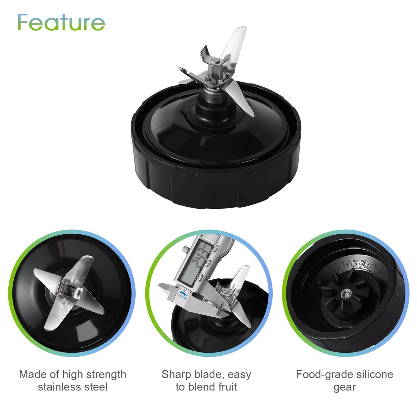 Blender Replacement Parts for Ninja, 24oz Ninja Blender Cups with To-Go Lids, 7 Fins Extractor Blade, Compatible with Nutri Ninja Auto iQ Blenders BL2012 BN801 BL480-30 BL640-30 BL642-30 NN100-30