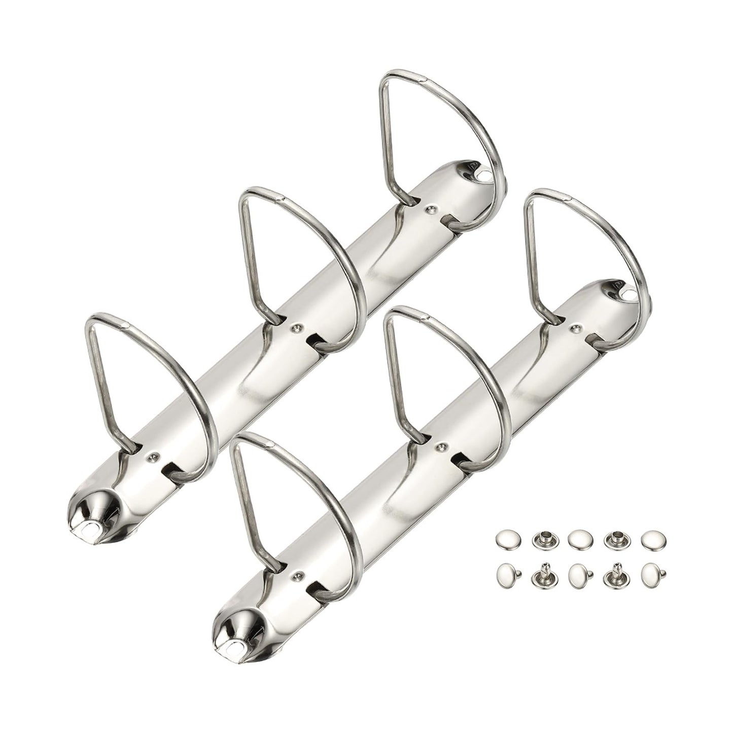 PATIKIL A5 3 Hole Ring Binder Mechanisms, 2 Set 1.97" D Ring Replacement Binder Planner Loose Leaf Binding Spines for Organizers DIY Fill Paper Storage Folder Accessories, 26mm Silver Tone