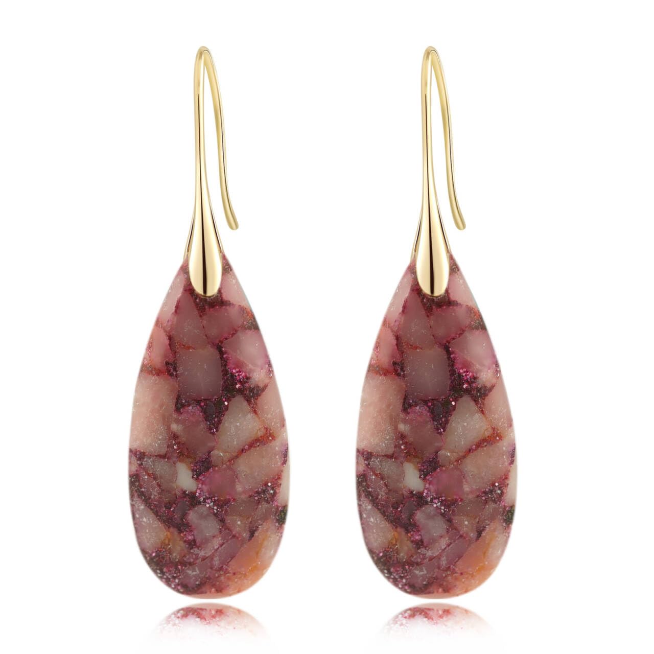 Sriomu Natural Healing Stone Fishhoop Dangle Drop Earrings Statement Gold silver earrings