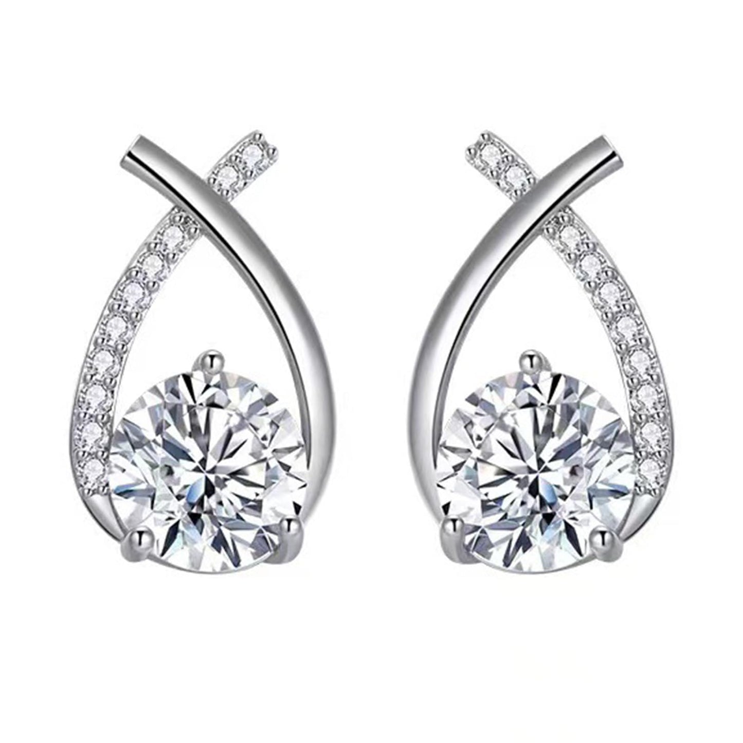 Lucpee Lymphatic Earrings, Slimaoo Halolux Lymphvity Germanium Earrings Lymph Flow Drainage Detox Magnetogen Acupuncture Therapy Slimming Sparkly Zircon Jewelry Gift (Silver)