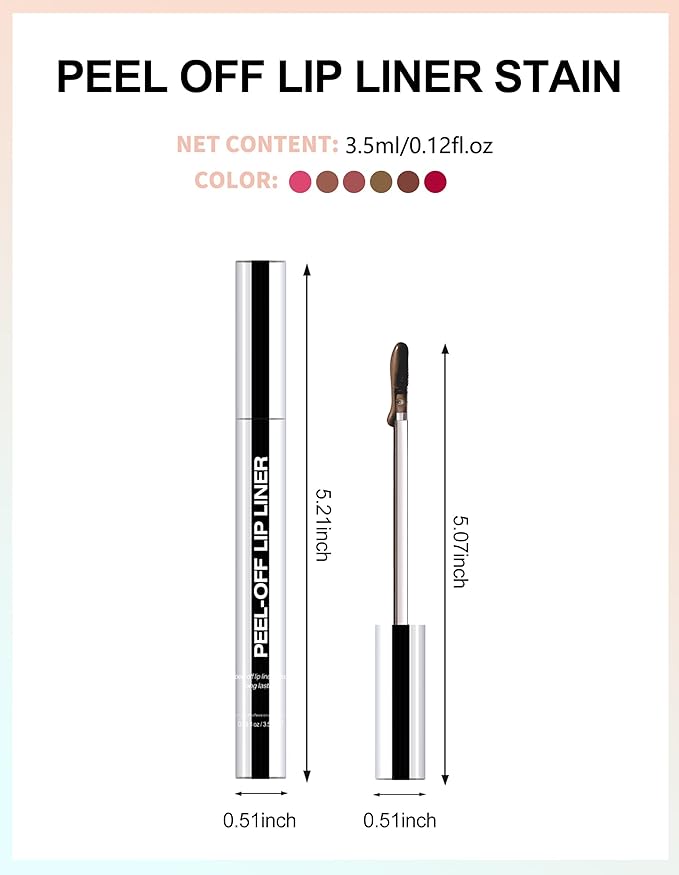 Erinde Peel Off Lip Liner Stain, Long Lasting Tattoo Lip Liner with Tweezer, Matte Finish, Waterproof Transfer Proof Lip Stain Peel Off, Non-Stick Cup Nude Lipstain Lipliner, 07