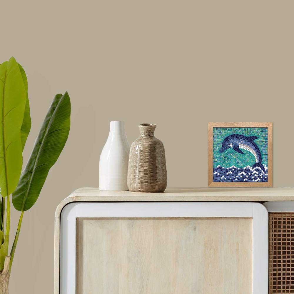 Handmade Mosaics Made Easy with Our Adult Mosaic Craft Kit, Square 7inch (20cm) Dolphin