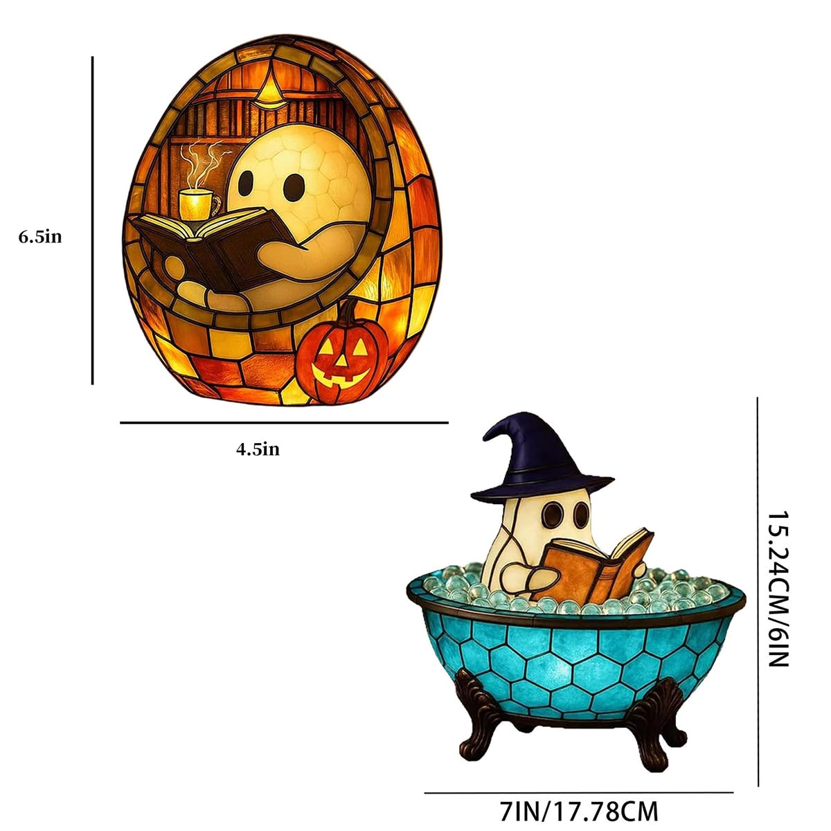 Ghost Bubble Bath Lamp, Bathtub Ghost Night Lights for Christmas&Halloween Decor, Reading Books Nightlight, LED Night Light for Bathroom Decor, Ghost-Themed Bathtub Lamp for Halloween&Xmas Party(2pcs)